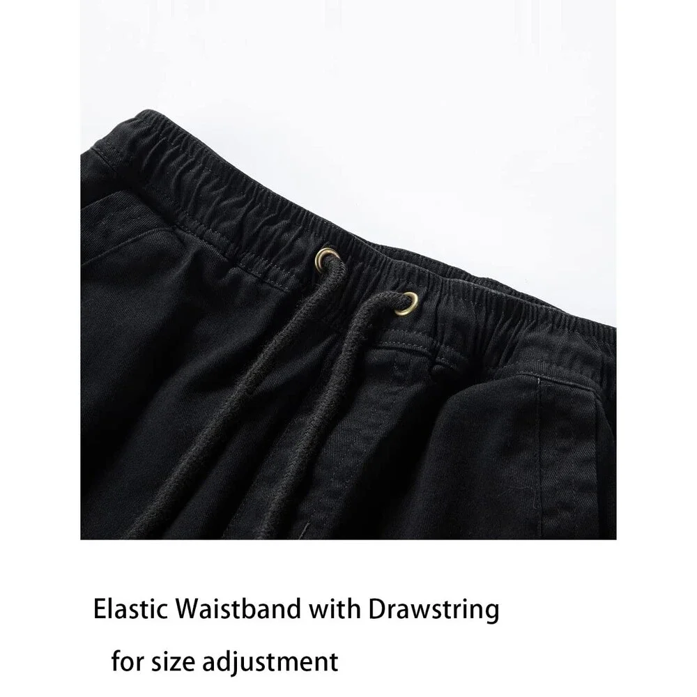 WIYOSHY Boys' Black Solid Color Drawstring Elastic Waist Chino Pants US 12